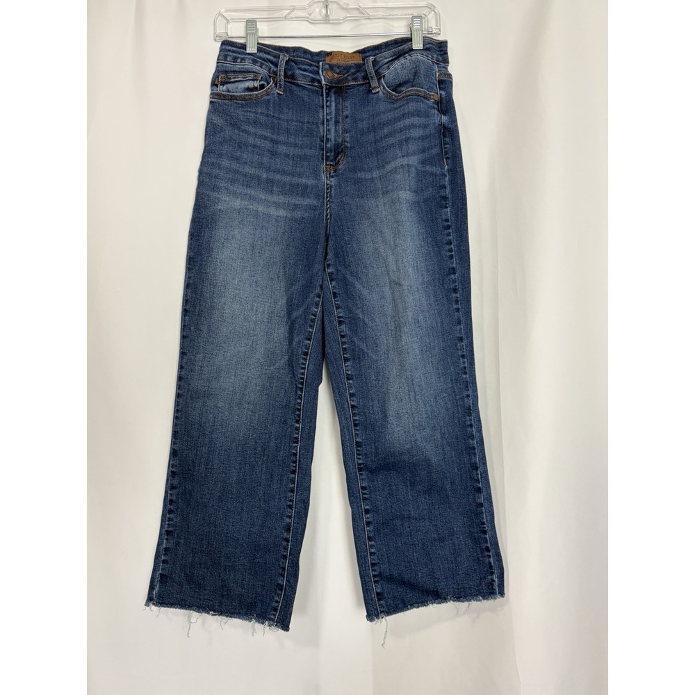 Judy Blue Wide Leg Cropped Jeans Frayed Hem Size 7/28 Modern Women's